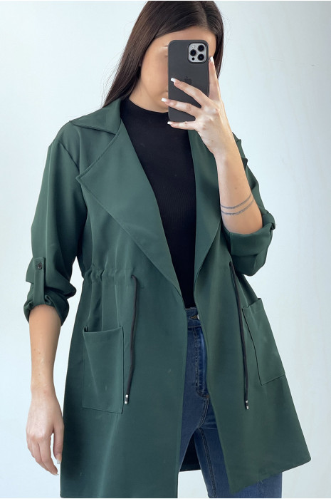 Blazer Vert Cintr La Taille Avec Poches