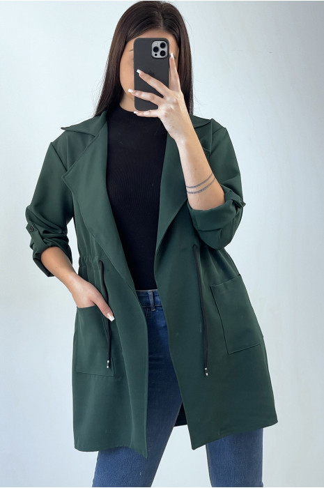 Blazer Vert Cintr La Taille Avec Poches Blazer Femme Tendance