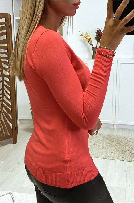PuCK corail avec boutons au col en maille tricot très extensible et très doux - 4
