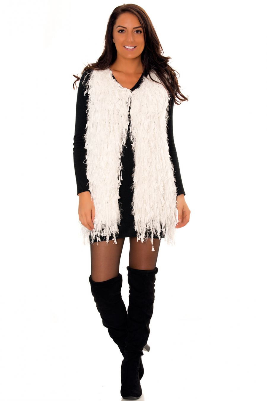 Gilet sans manche à franges très fashion. Gilet tendance. A02. - 1