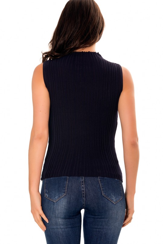 Navy tank top with collar. F709 - 5