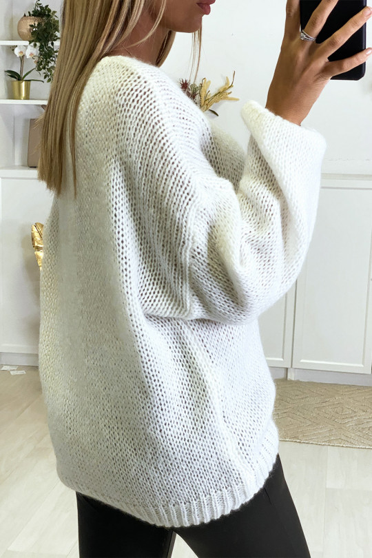 Pull blanc tombant composé de laine - 5
