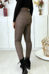 Taupe slim-fit broek met fleece binnenkant met zakken en riem