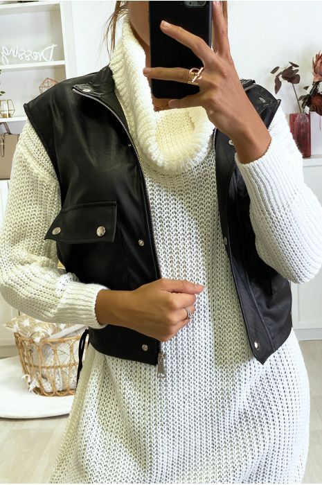 Robe pull blanc bien épais avec col tombant - 6