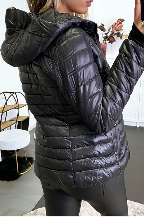 Doudoune noir avec poches et capuche - 3