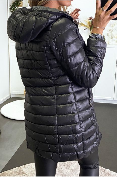 Doudoune noir à capuche avec poches - 3