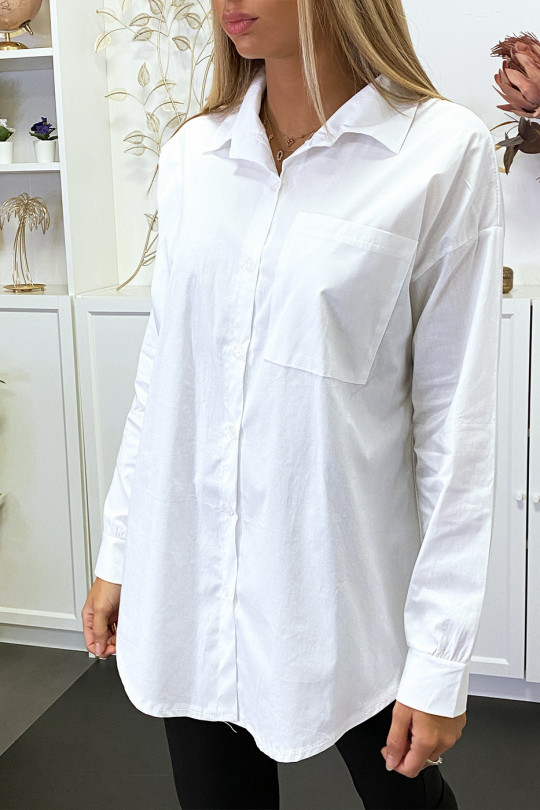 Chemise blanche over size avec poche