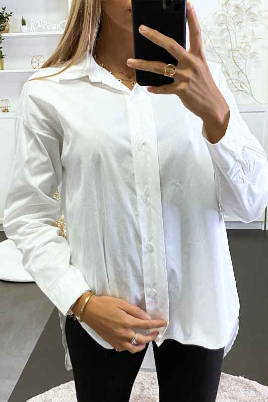 Chemise blanche over size court devant et long derrière
