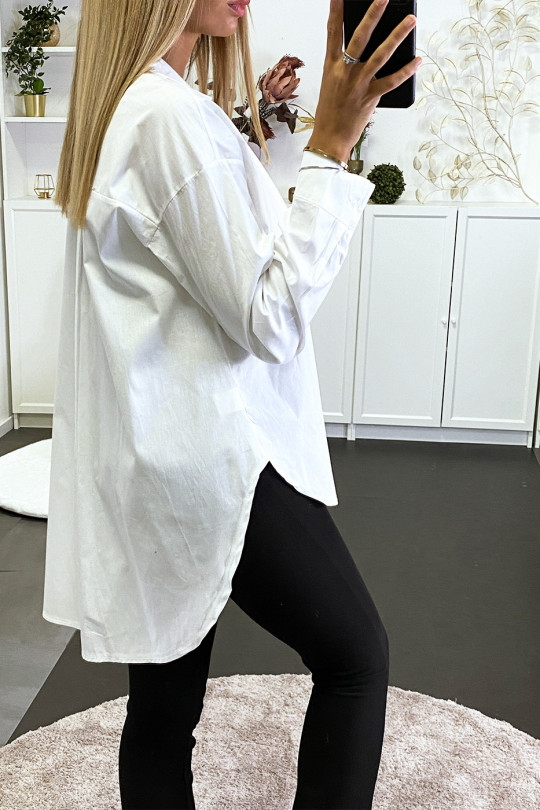 White oversized shirt short in front and long behind - 4