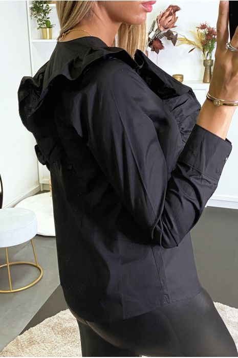 Chemisier noir à volants devant et derrière. - 4