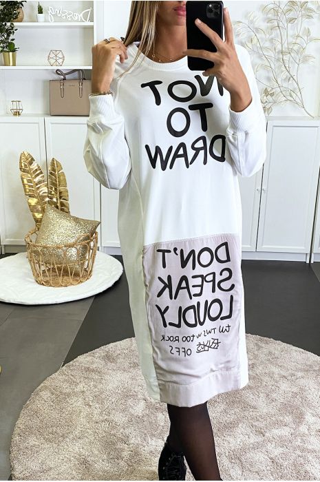 Long sweat blanc à écriture "NOT TO DRAW" et "DON'T SPEAK LOUDLY" - 2