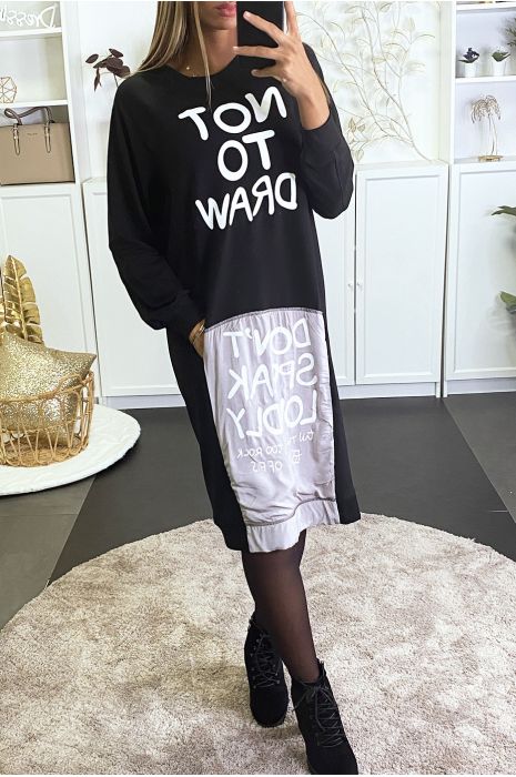 Long sweat noir à écriture "NOT TO DRAW" et "DON'T SPEAK LOUDLY" - 1