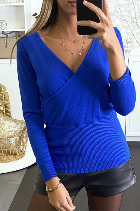 Pull cache coeur royal en maillet tricot très extensible - 1