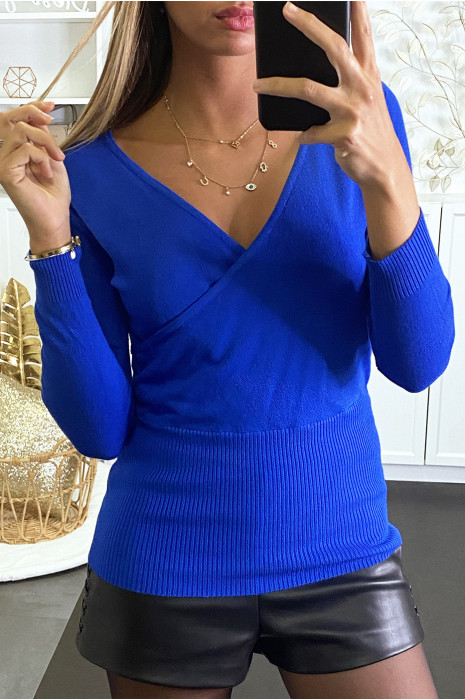 Pull cache coeur royal en maillet tricot très extensible - 2