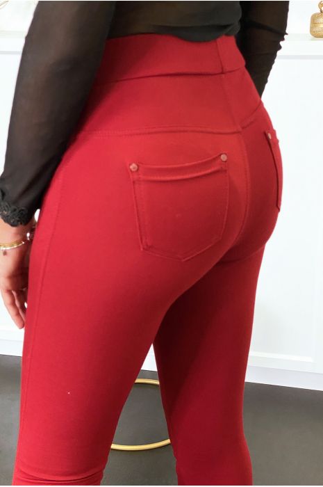 Burgundy slim pants with 5 pockets - 5