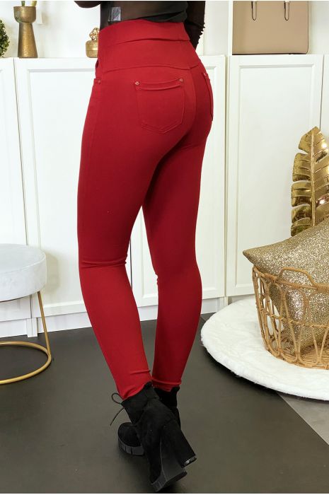 Pantalon slim bordeaux avec 5 poches - 10