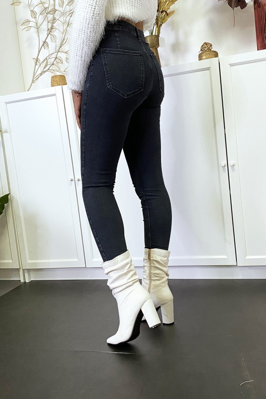 Vervaagde zwarte slimfit jeansbroek met achterzakken - 7