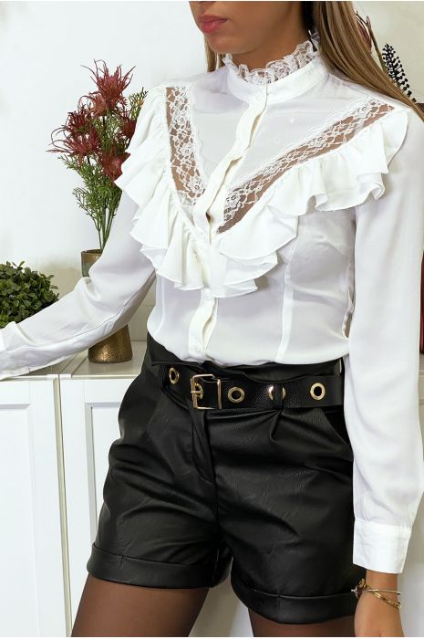 Chemise blanche avec dentelle et volant - 3