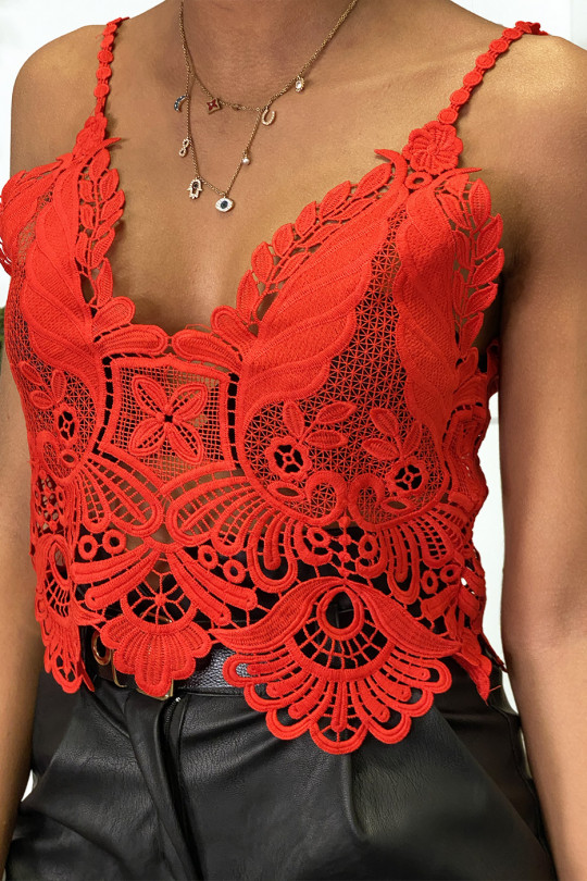 Beautiful red lace tank top - 2
