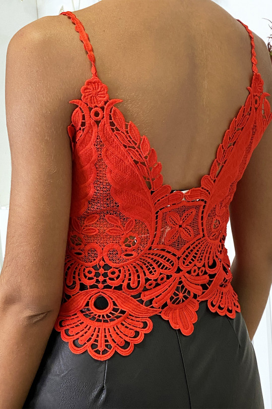 Beautiful red lace tank top - 5
