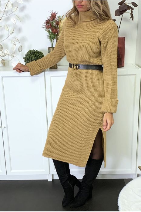 camel sweater dress