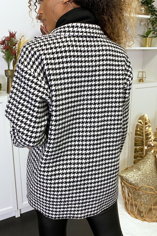 Sur-chemise bien épais en noir et blanc avec motif vichy - 7