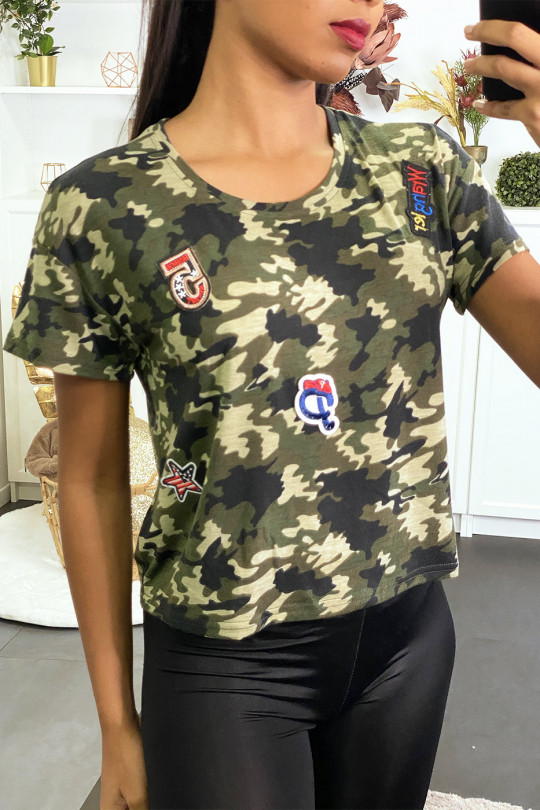 T-shirt militaire ample avec patch - 1