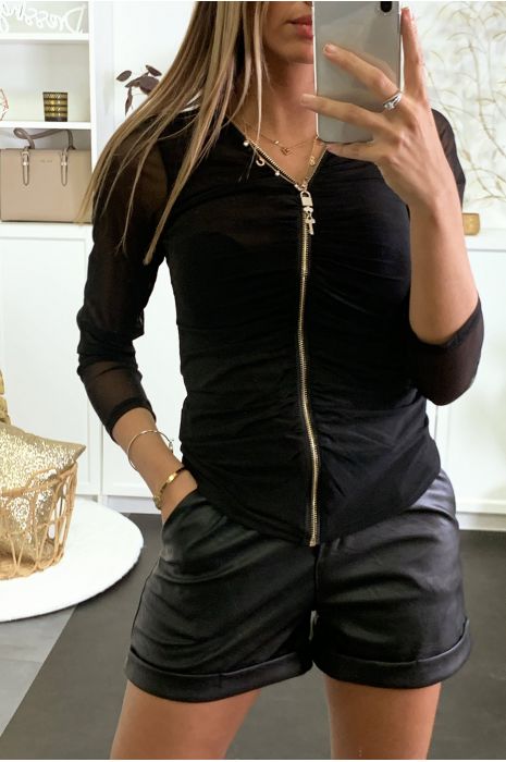 GiBZt noir en résille doublé et froncé - 1