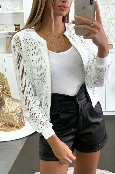 Veste en dentelle blanche avec fermeture à l'avant - 2