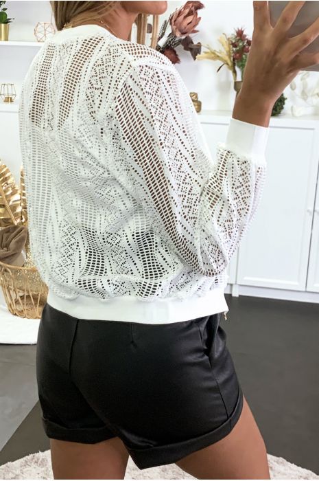 Veste en dentelle blanche avec fermeture à l'avant - 4