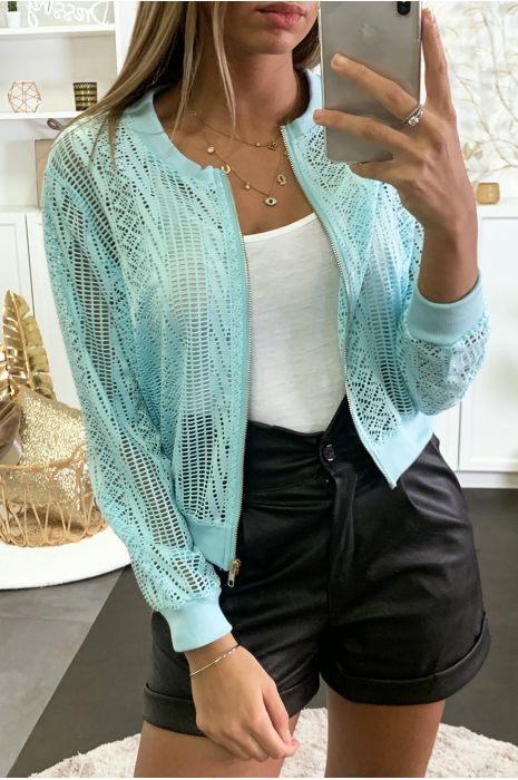 Veste en dentelle verte avec fermeture à l'avant - 2