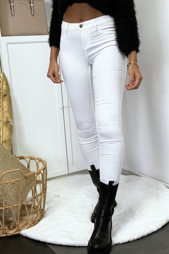 Jeans slim blanc avec poches arrière - 1