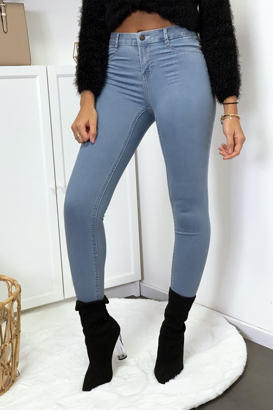 Lichtblauwe slimfit jeans met achterzakken - 2