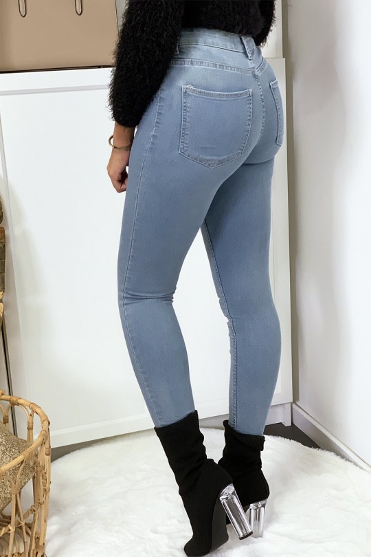 Light blue slim jeans with back pockets - 9