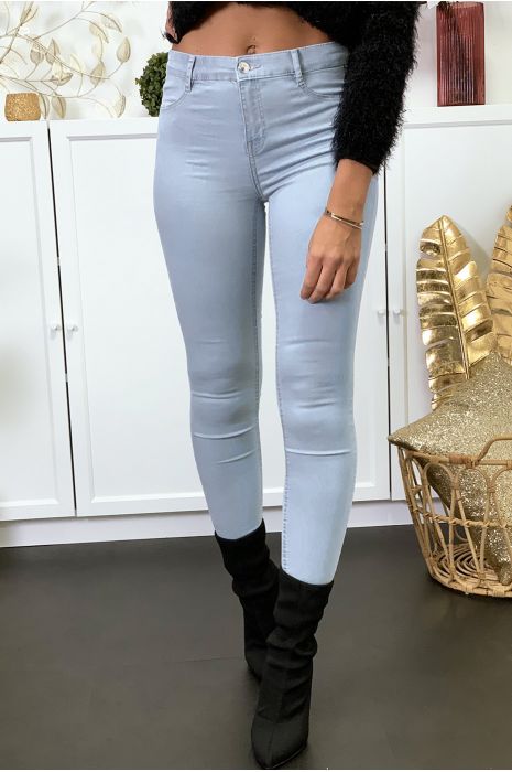 Sky blue slim jeans with back pockets - 2