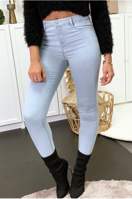 Hemelsblauwe slimfit jeans met achterzakken - 3
