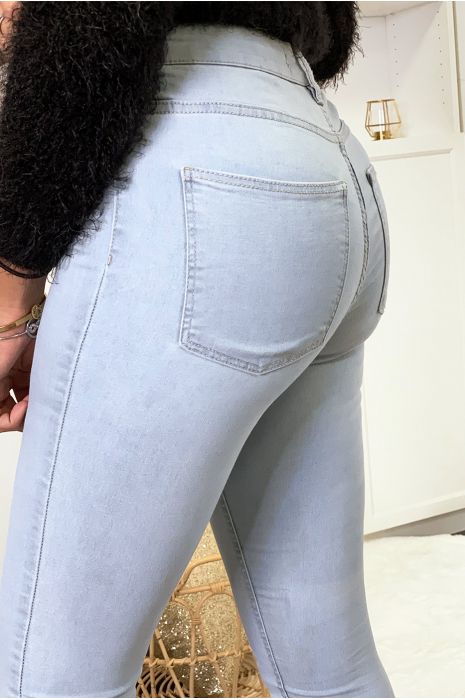 Sky blue slim jeans with back pockets - 5