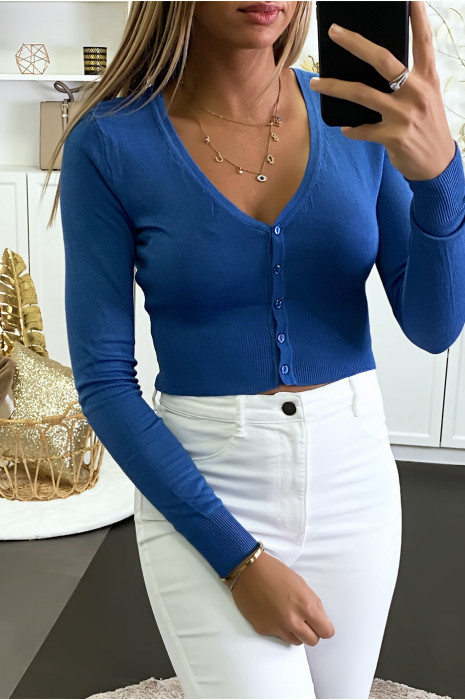 Short GiSKt in indigo with lace pattern on the back - 1