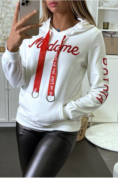 Sweat blanc avec écriture rouge "Madame Batata" - 1