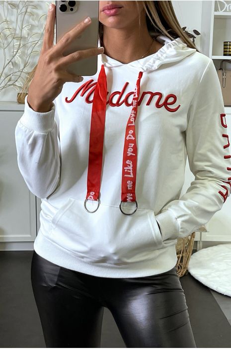 Sweat blanc avec écriture rouge "Madame Batata" - 2