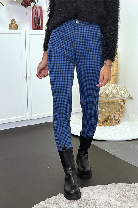 Blauwe geruite jegging met achterzakken - 8