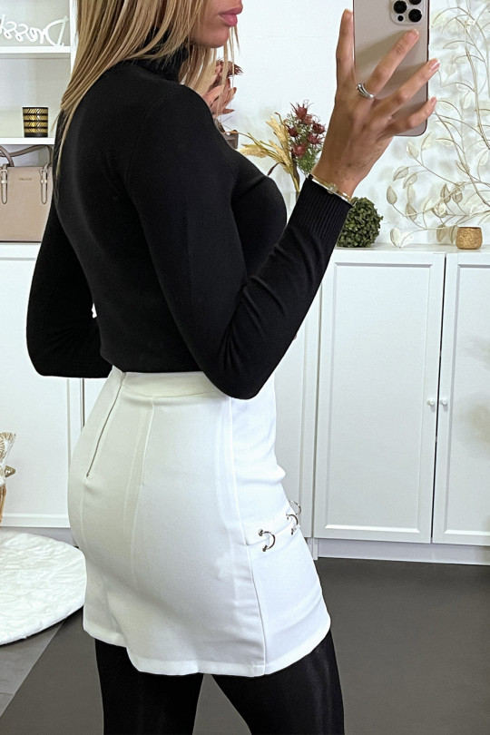 Mini jupe doublé blanche avec anneaux - 1