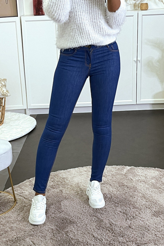 jean slim bleu avec poches avant et arrière - 4