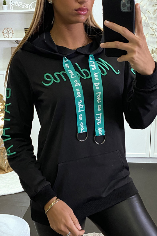 Sweat noir avec écriture vert "Madame Batata" - 2