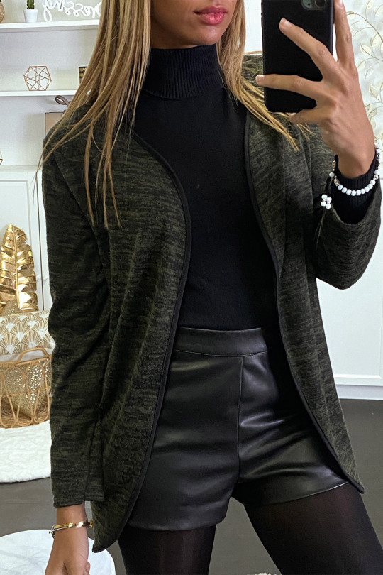 Pull tunique anthracite à maille torsadée et dos nu. - 5