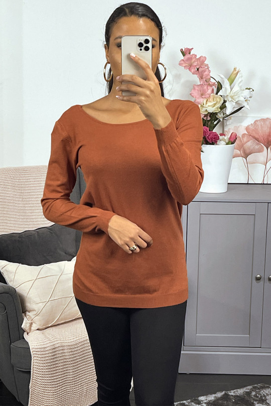 Cognac viscose sweater with sequin pattern on the back - 4