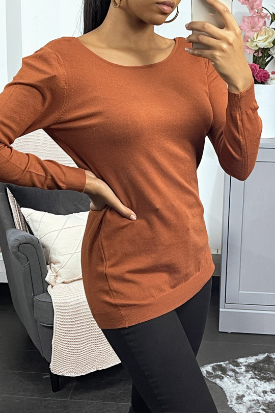 Cognac viscose sweater with sequin pattern on the back - 5