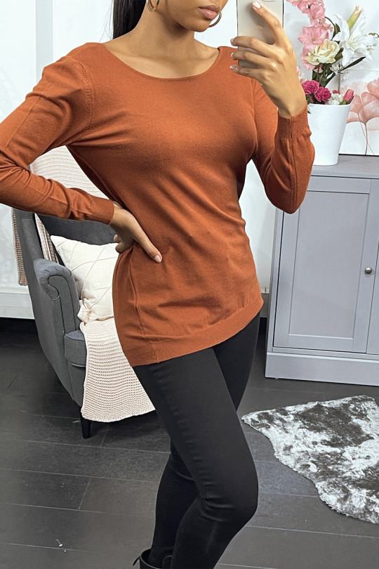 Cognac viscose sweater with sequin pattern on the back - 6