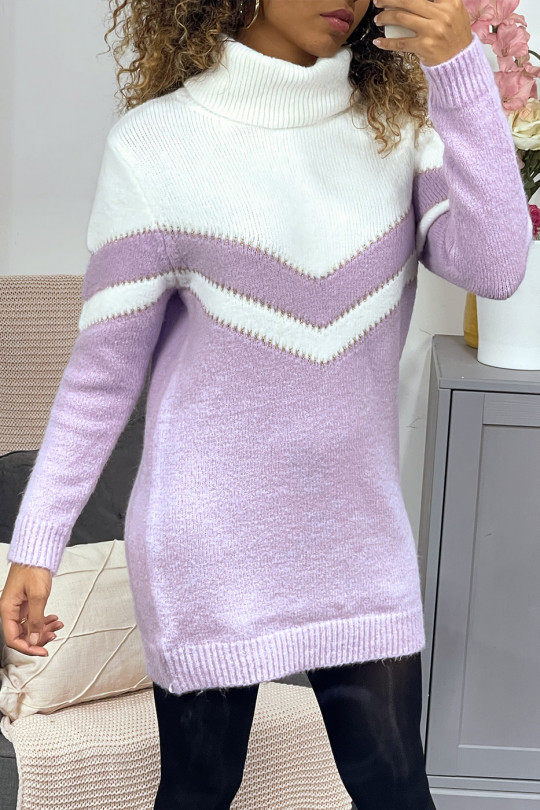 Robe pull violet duveteux à col roulé - 4