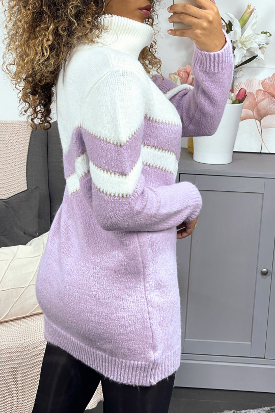Robe pull violet duveteux à col roulé - 5